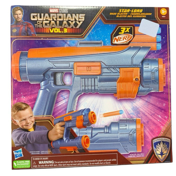 NERF Marvel Studios' Guardians of the Galaxy Vol. 3 Star-Lord Quad Blaster Toy - Picture 1 of 2